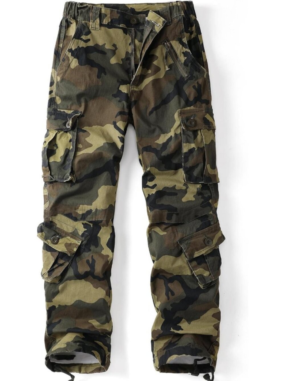 Women's Cargo Pants - Camo Combat Trousers, Casual Outdoor Ripstop, 8 Pockets